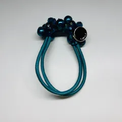 ヘアゴム　バブルパールビーズ　ブルー