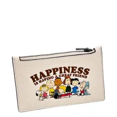 コーチ カードケース メンズ レディース Coach × Peanuts ジップ カードケース CBM79 QBCAH チョークマルチ