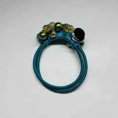 ヘアゴム　バブルパールビーズ　グリーン