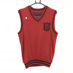 【美品】パーリーゲイツ リバーシブルニットベスト レッド×黒 Vネック メンズ 4(M) ゴルフウェア PEARLY GATES