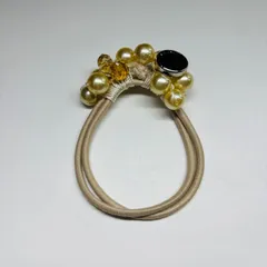 ヘアゴム　バブルパールビーズ　オフホワイト