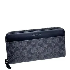 コーチ 財布 メンズ COACH 長財布 シグネチャー アコーディオン ジップ ウォレット CY405 QBMI5 チャコール×ブラック