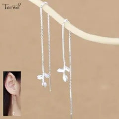 アメリカン ピアス チェーン リーフ 葉っぱ S925 シルバー レディース 大人可愛い ナチュラル 植物 生命力 プレゼント ギフト バレンタイン 卒業式 入学式 新生活   シンプル おしゃれ アクセサリー 送料無料 即購入OK 最短当日〜翌日発送