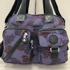 8647　KIPLING キプリング　2way　ショルダーバッグ　ハンドバッグ　トートバッグ　チャーム付き　モンキー　ゴリラ　ブラック　黒　パープル　紫　花柄　フラワー　レディース　軽量　フロントポケット　ポケット多数
