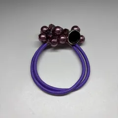 ヘアゴム　バブルパールビーズ　パープル