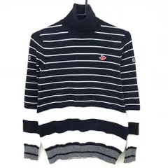 パーリーゲイツ タートルネックセーター ネイビー×白 ボーダー ニット レディース 0(S) ゴルフウェア PEARLY GATES