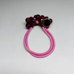 ヘアゴム　バブルパールビーズ　レッド