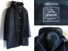 英国製 GLOVERALL グローバーオール チンスト付 裏チェック ダブルフェイスウールメルトン ダッフルコート レディースS-M程度 ネイビー 紺
