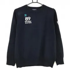 【美品】パーリーゲイツ セーター ネイビー ウール・カシミヤ混 ロゴ ニット  レディース 2(L) ゴルフウェア PEARLY GATES