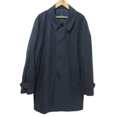 良品 Brooks Brothers ブルックスブラザーズ グラフチェック柄 ステンカラーコート 36 S ネイビー メンズ 古着 中古 USED