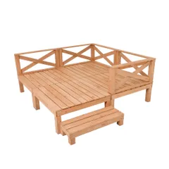 「2026新作」ウッドデッキ 天然木 8点セット 1坪 キット 踏み台付き ウッドパネル ガーデンファニチャー ベランダ バルコニー 家具 北欧 キットウッド 新生活 デッキ 天然木材 デッキキット セット 屋外 アウトドア テラス