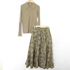 美品 24AW Mila Owen ミラオーウェン ポロ衿ニットタックギャザースカートコーデSET セットアップ 09WNO245003 サイズ0 ブラウン レディース 古着 中古 USED