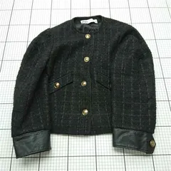 ◇ Θ ザラ ZARA ツイードジャケット ブラック系 XS レディース E  【1512220057799】