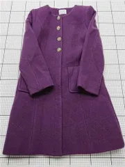 ◇ ⊇ ミーア MIIA 3284-021-9 ウール混ノーカラーコート パープル系 レディース M E  【1512220057348】