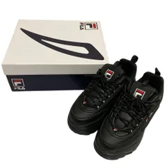 美品 FILA フィラ DISRUPTER 2 WEDGE ディスラプター 2 ウエッジ 厚底 ローカット スニーカー F0425-3032 24cm ブラック レディース 古着 中古 USED