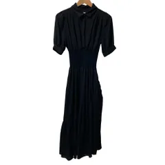 美品 23AW LAGUNAMOON ラグナムーン ウエストリブギャザーワンピース サイズM ブラック レディース 古着 中古 USED