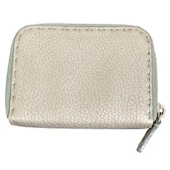 美品 FENDI フェンディ セレリア レザー コンパクトウォレット グレー レディース 古着 中古 USED