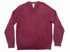 L.L.Bean Vネック コットンセーター XL-REG エンジ USA古着 ニット