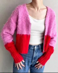 LOWRYS FARM ローリーズファーム　カーディガン　バイカラー　ピンク