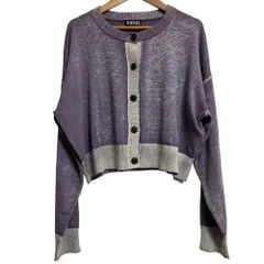 美品 DIESEL ディーゼル M-CAROLINA クルーネック クロップド ニットカーディガン サイズXS パープル レディース 古着 中古 USED