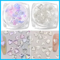 【数量限定】ケース付き 6mm 5mm ネイルセット キラキラ (A) ネイルストーン 多色 DIY 3D オーロラ クリア ぷっくり ハート型 ネイルパーツ