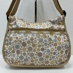 8664　LeSportsac レスポートサック　ショルダーバッグ　ベージュ　ドット　水玉　ランダムドット　軽量　カジュアル　シンプル