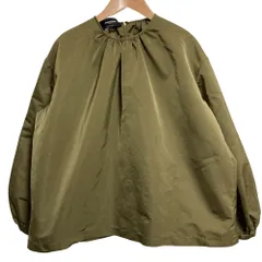 美品 ROCHAS ロシャス 長袖 ギャザーネック バックリボン プルオーバー ブラウス サイズ40 カーキ レディース 古着 中古 USED