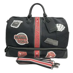 MARK&LONA マークアンドロナ 2023年モデル 2WAY 2層式 ボストンバッグ ワッペン スカル 総柄 ブラック系  [240101606020] ゴルフウェア ストスト