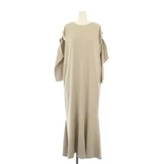 カスタネ Kastane フレアワンピース マキシ ロング ノースリーブ 長袖 ワンカラー ストレッチ 1 グレージュ /BB