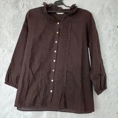 Samansa Mos2 サマンサ モスモス レディース ドビーレース前開きブラウス Mサイズ ブラウン 襟レース 〇◇