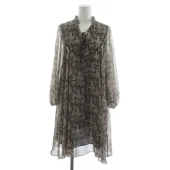 ヒステリックグラマー HYSTERIC GLAMOUR ワンピース チュニック ひざ丈 長袖 シフォン 総柄 リボン F 黒 ブラック ベージュ ピンク 2A0-7180 /KU