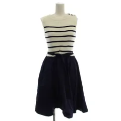 トゥービーバイアニエスベー To b. by agnes b. ワンピース F 白 ネイビー ノースリーブ ストライプ柄 ニット切替 /JP