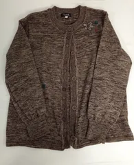 長袖カーディガン　茶　花　サイズM〜L【中古品】