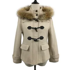 クリアインプレッション CLEAR IMPRESSION コート ダッフル シングル ショート ジップアップ フード 無地 ウール ファー 長袖 1 ベージュ