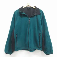 L/古着 エルエルビーン 長袖 フリース ジャケット メンズ ツートンカラー 青緑 25dec01