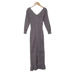美品 23AW SNIDEL スナイデル フロントボタンニットワンピース サイズF グレー レディース 古着 中古 USED