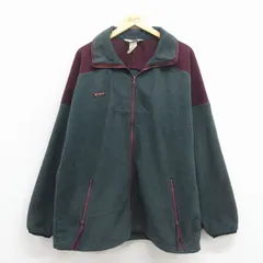 L/古着 コロンビア 長袖 フリース ジャケット メンズ 90年代 90s ワンポイントロゴ ツートンカラー 緑 25dec01