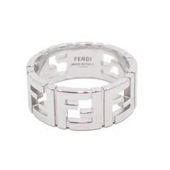 【美品】FENDI フェンディ FFロゴ リング 指輪 シルバー色金具 Mサイズ 21.5号【いおき質店】