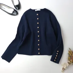ZARA ザラ ゴールドボタン ニット カーディガン ジャケット  L ネイビー 紺(64E＋7647)26H