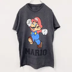 古着 used　MARIO　スーパーマリオブラザーズ　マリオ　半袖プリントTシャツ　ダークグレー