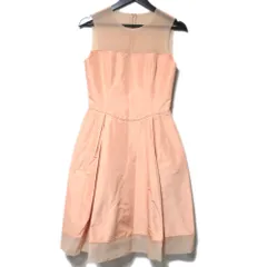 美品 DAISY LIN デイジーリン フォクシー ひざ丈 ノースリーブ シルク ドレス ワンピース 38サイズ 32235 ピンクベージュ レディース 古着 中古 USED