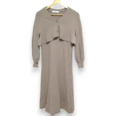 美品 22AW Herlipto ハーリップトゥ Back Ribbon Wool-Blend Knit Set バックリボンカーディガン+ロングワンピース セット S ベージュ レディース 古着 中古 USED