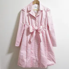 美品 Rene ルネ ギンガムチェック ウエストリボン スプリングコート サイズ34 レッド ホワイト レディース 古着 中古 USED