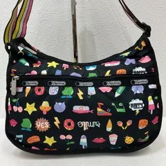8692　LeSportsac レスポートサック　ショルダーバッグ　クラシックホーボー　ブラック　黒　ポップ　総柄　かわいい　レディース　カジュアル　軽量