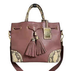 美品 cococelux gold ココリュックスゴールド パイソン レザーコンビ 2way トートバッグ ショルダーバッグ ブラウン系 レディース 古着 中古 USED