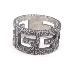 極美品□GUCCI グッチ アラベスク AG925 スクエアG ロゴデザイン リング・指輪 アクセサリー シルバー 16 イタリア製 重量8.53g メンズ