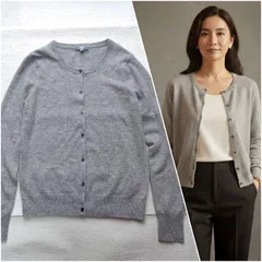 【至上の温もり】 UNIQLO カシミヤ 100% カーディガン レディース M グレー 灰 128162 クルーネック ニット セーター 2014年製 婦人服 羽織り 普段使い ユニクロ