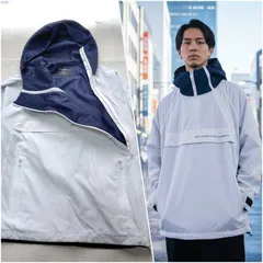 【使用感少｜都市を駆ける白】 GALLIS ADDICTION アノラックパーカー メンズ 3 L 白 ネイビー 斜めジップ ウィンドブレーカー ストリート JACKROSE ガリスアディクション