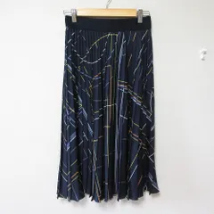 未使用 SPORTMAX CODE スポーツマックスコード マックスマーラ 総柄 ミモレ丈 プリーツスカート 42 ネイビー レディース 古着 中古 USEDのサムネイル