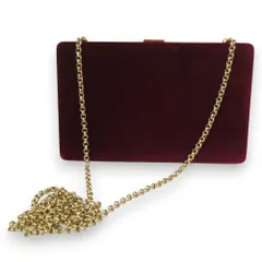 美品 ANYA HINDMARCH アニヤハインドマーチ ベルベット 2way クラッチ チェーンショルダーバッグ パーティバッグ ボルドー レディース 古着 中古 USED